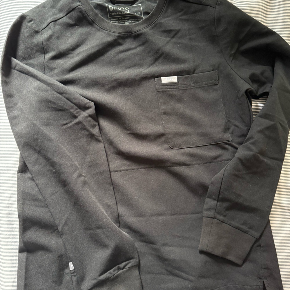Figs Black Long Sleeve Scrub Top